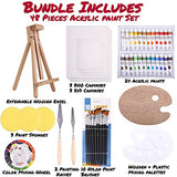 J MARK 48pc Deluxe Painting Kits for Adults - Includes Adjustable Wood Easel, Thick Canvases, Acrylic Paints, Brushes Set,Wooden and Plastic J MARK