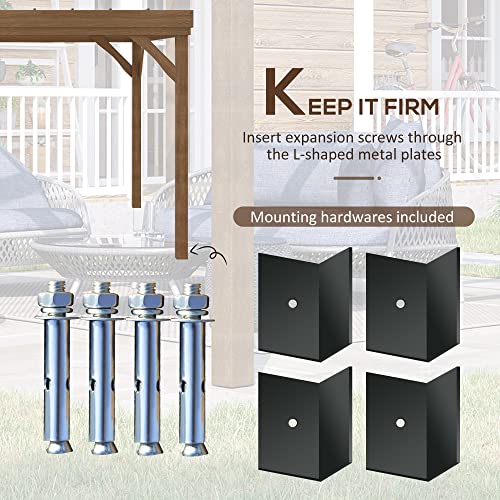 Outsunny 10' x 12' Outdoor Pergola, Wood Gazebo Grape with Concrete Anchors for Climbing Plant Support at Garden, Patio, Backyard, Deck, Brown Outsunny