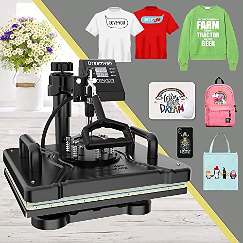 WOOKRAYS Heat Press 8 in 1 Combo Heat Transfer Machine 12x15" Tshirt Printing Machine 360° Swing Away Digital Sublimation Kit Multifunctional Heat - WoodArtSupply