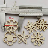 Amosfun 100PCS Wooden Flower Embellishments Patterns Cutouts Wooden Pieces Craft Ornament for DIY Art Amosfun