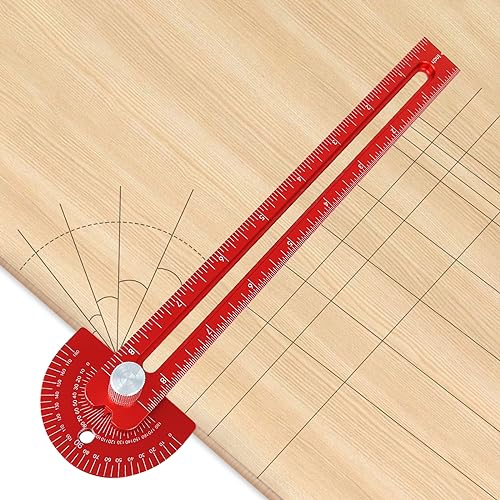 Woodworking Ruler, TOURACE 3Pcs Precision Pocket Ruler Metal Slide Rule Woodworking Tools T Square Metric/Inch Portable Rulers with Protractor Angle - WoodArtSupply