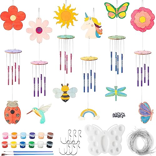 BeYumi Wind Chime Kit for Kids DIY Craft Make Your Own Wooden Musical Wind Chime School Activities Creative Handmade Materials Gifts Kid’s Birthday