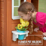 Backyard Discovery Timberlake All Cedar Wooden Playhouse, Country Cottage, Sink, Stove, White Trimmed Windows, Kitchen with Sink and Stove, Flowerpot Backyard Discovery