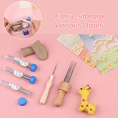 IMZAY Needle Felting Tools, Needle Felting Supplies, Needle Felting Kit with 3 Size 30Pcs Needles Felting Needles,Wooden Handle, Finger Cots, Perfect IMZAY