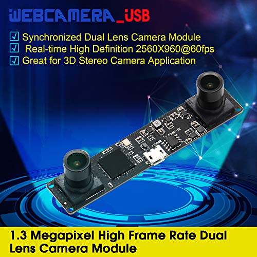 ELP Dual Lens USB Camera Module Synchronization Webcam Board for Computer Mini UVC USB2.0 Lightburn Camera High Speed 960P 60fps Laser Engraver - WoodArtSupply