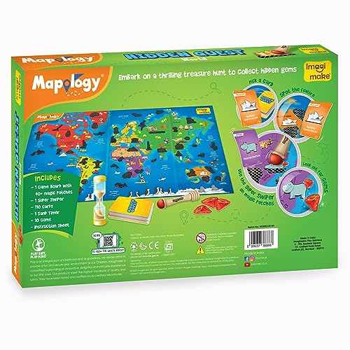 Imagimake Mapology Hidden Quest World Map Board Game | Magical Swipe & Reveal | Educational Toys for 5-7 | Board Game for Kids 8-12 | Boys & Girls - WoodArtSupply