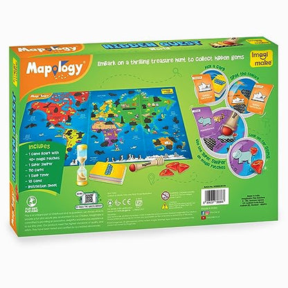 Imagimake Mapology Hidden Quest World Map Board Game | Magical Swipe & Reveal | Educational Toys for 5-7 | Board Game for Kids 8-12 | Boys & Girls - WoodArtSupply