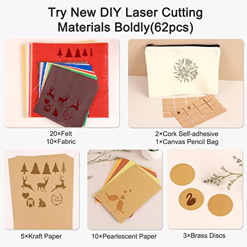 Csyidio 175 PCS Engraving Material Box, DIY Materials Apply to All Laser Engravers with Instructions, Laser Engraving Supplies Including Acrylic, Csyidio