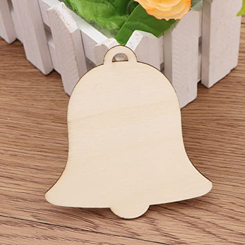 Healifty 10Pcs Unfinished Christmas Wooden Ornaments Bell Wood Cutouts Wood Slices for Christmas Trees Hanging Decorations Healifty