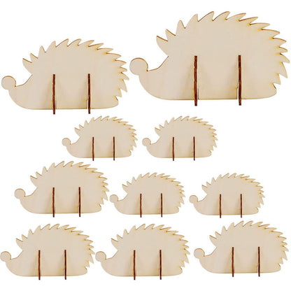 ABOOFAN Hedgehog Wooden Cutouts Unfinished Wood Slices Pieces Blank Hedgehog Animals Wooden Painting Crafts Embellishments Art Crafts Supplies