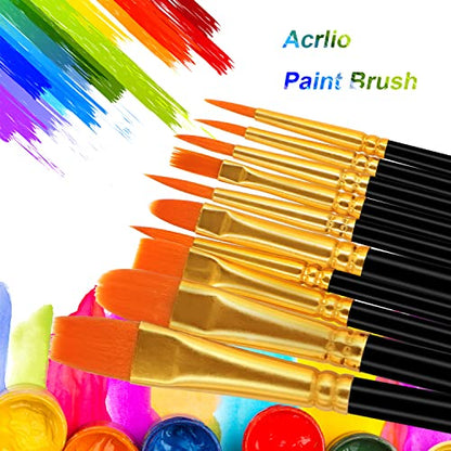 JOINREY Paint Brushes Set,20 Pcs Round Pointed Tip Paintbrushes Nylon Hair Artist Acrylic Paint Brushes for Acrylic Oil Watercolor, Face Nail Art, - WoodArtSupply