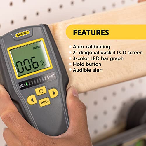 General Tools Digital Moisture Meter MMD7NP - Humidity Sensor- Pinless and Non-Invasive - WoodArtSupply