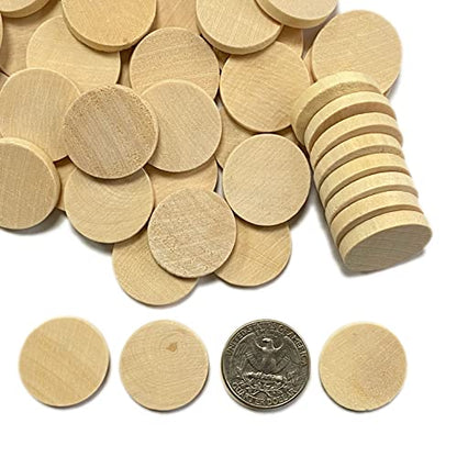 1 Inch Wood Coins 200-Count Round Wooden Slice for Crafts, Unfinished Natural Wood Discs Thickness 4MM