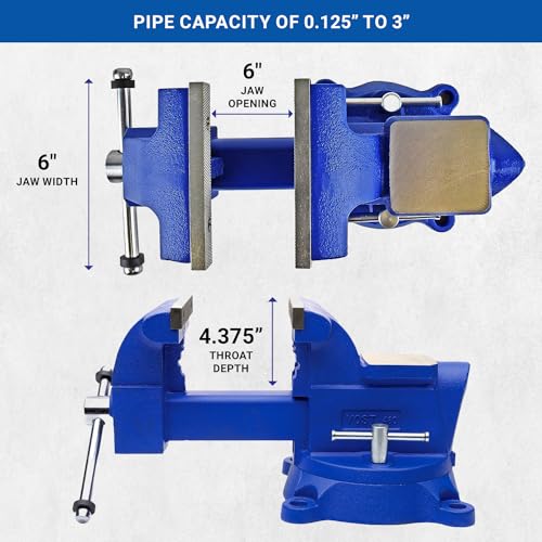 Yost Vises 460 Combination Vise | 6 Inch Jaw Width Heavy-Duty Utility Pipe and Bench Vise |Secure Grip with Swivel Base| Made with Cast Iron and Yost Tools