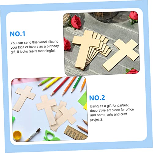 SEWACC 90 Pcs Easter Cross Holy Thursday Decoration Blank Wood Cutouts Unfinished Wood Cross Cutouts Wood Disc Unfinished Cross Cutouts Wood Chips SEWACC