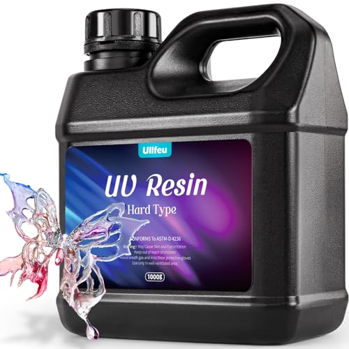 ULLFEU UV Resin 1000g Bulk No Odor Upgrade Clear UV Epoxy Resin Hard Fast Cure Resin Kit Jewelry Making Handmade DIY Craft Decoration Coating ULLFEU