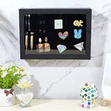 NBEADS Black Velvet Pin Display Case, 11x7.8x1.9 Inch Wall Hanging Brooch Jewelry Storage Case Wooden Presentation Boxes with Glass Window and NBEADS