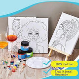 Xtinmee 12 Sets Afro Girl Painting Kit Bundle Include Wood Easels Pre Drawn Drawing Board Nylon Brush Palettes Plain Aprons Tassels and Metal Ring Xtinmee