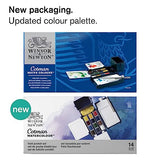 Winsor & Newton Cotman Watercolor Paint Set, Field Pocket Set, 12 Half Pan w/ Brush, Sponge, Bottle Winsor & Newton