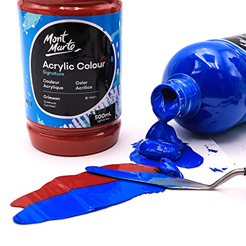 MONT MARTE Signature Acrylic Color Paint Set, 12 x 16.9oz (500ml), Semi-Matte Finish, 12 Colors, Suitable for Canvas, Wood, Fabric, Leather, MONT MARTE