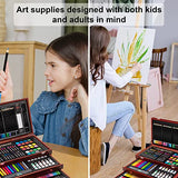Art Supplies, 185 Piece Deluxe Wooden Art Set, Professional Art Kit with 2 Sketch Books, Crayons, Oil Pastels, Colored Pencils, Watercolor Paints, POPYOLA