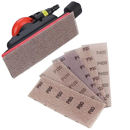 2-3/4" x 8" Dust-free Air Orbital Sander, 70 mm x 198 mm 1/8 in Orbit, 10,000 Max OPM Dust Bag Style with Extra Hook-Loop Pad and 15pcs - WoodArtSupply