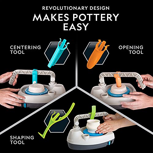 NATIONAL GEOGRAPHIC Deluxe Pottery Wheel Kit – Complete Starter Pottery Set, Plug-In Motor, 3 lbs. Air Dry Clay, Gemstone Chips, Sculpting Tools, - WoodArtSupply