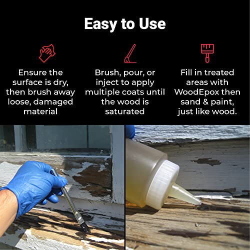 Abatron LiquidWood Kit - 12 Ounce - 2-Part Structural Wood Epoxy Resin - Wood Hardener and Consolidant - Perfect Primer for WoodEpox Epoxy Wood - WoodArtSupply