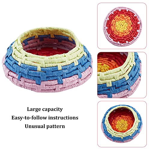 FREEBLOSS 4 Set Basket Weaving Kits Introductory Sewing Kit for Beginners  Kids Easter Basket Activities Paper Plate Woven Bowl DIY Woven Basket