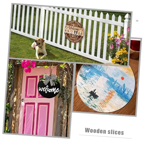 FUNOMOCYA 5pcs Wooden Blank Hanging Tag Tree Slab Unfinished Wood Circle Disc DIY Wooden Door Plaque Circle Wood Blanks Wooden Log Slices DIY Yard FUNOMOCYA