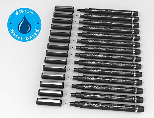 Micro-Line 14 Pens With Case, Fineliner, Multiliner, Archival Ink, Waterproof, Journaling, Illustration, Architecture, Technical Drawing, Outlining, TOOLI-ART