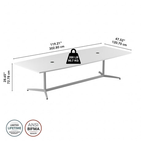 Bush Business Furniture Conference Table for 8-10 People | Boat Shaped 10 FT Engineered Wood Meeting Desk with Sturdy Metal Base for Office Bush Business Furniture