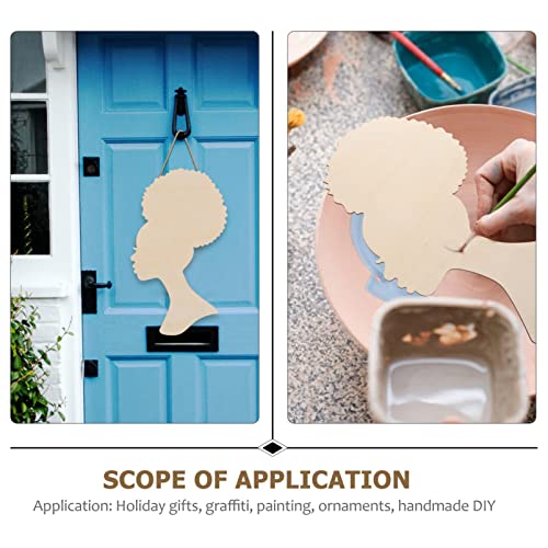 SEWACC Mother's Day Wood Chips Unfinished Wood Chip Wooden Ornaments Unfinished Wood Cutout Mother Gifts African Women Wood Cutout Mom Girl Gift DIY SEWACC