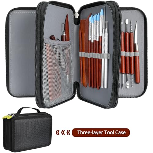 Blisstime Pottery Tools 42PCS Ceramic Tools, Pottery Tool Kit with Portable Case, Polymer Clay Tools Sculpting, Ceramics Tool Kit Clay Tool Set Blisstime