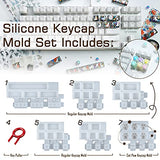Keycaps Epoxy Resin Casting Molds Set for Mechanical Gaming Keyboard Polymer Clay Crafts 6 Silicone Trays with Key Puller FUNSHOWCASE