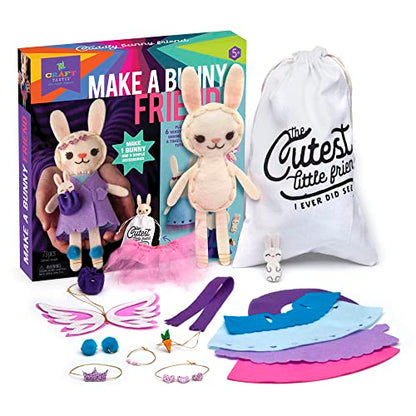 Craft-tastic – Make a Bunny Friend Craft Kit – Learn to Make 1 Easy-to-Sew Stuffie with Clothes & Accessories