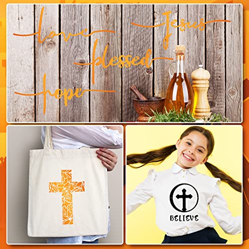 9 Pieces Cross Stencil Set Christian Stencils Believe Jesus Forgiven Cross Stencil Religious Stencil Reusable Painting Template Christmas Gift for - WoodArtSupply