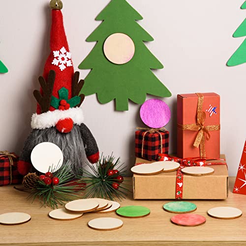 300 Pieces 2 Inch Unfinished Round Wood Slices Round Wooden Discs Wood Circles for Crafts Wood Blanks Round Cutouts Ornaments Slices for DIY Art