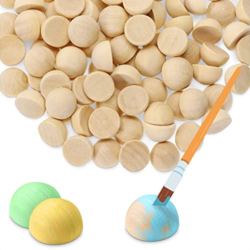 200PCS Craft Wooden Beads(15 mm) - Natural Unfinished Wood Beads - Half Wooden Beads for Crafts, Painting Woodworking - Decorative Christmas Wooden