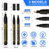 Art Liquid Gold Chrome Markers, KERIFI Reflective Gloss Metallic Chrome Marker Set, Supper Golden Mirror Marker Permanent, Touch Up Repair Paint Pen KERIFI