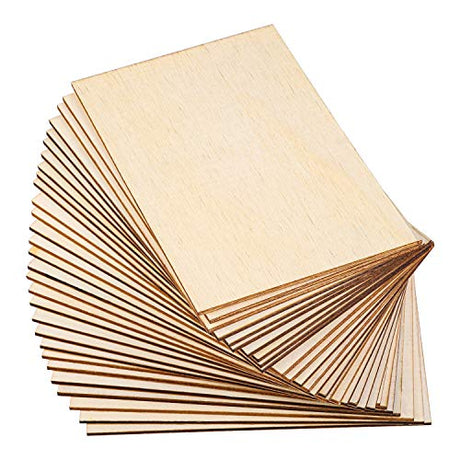 Ruisita 60 Pieces 6 x 4 Inch Rectangle Unfinished Wood Pieces Blank Sharp Corners for DIY Hand-Made Project and Home Decor Ruisita