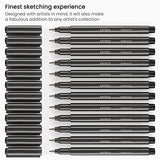 ARTEZA Felt-Tip Brush Pens, Set of 12 Nontoxic Black Marker Pens, Quick-Dry and Smear-Proof, Art Supplies for Sketching, Lettering, and Calligraphy ARTEZA