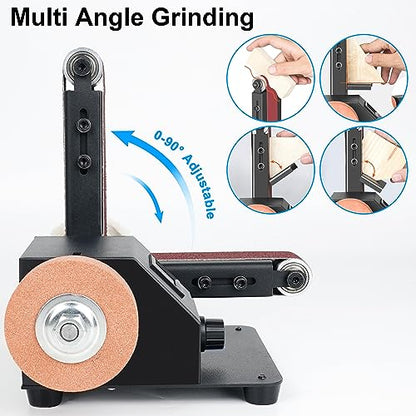 OUYANG Mini Belt Sander, 350W Electric Sander, 1.2x15in Belt Bench Grinder Comes With 10 Pieces of Sanding Belts, Suitable for Grinding Tools Such as