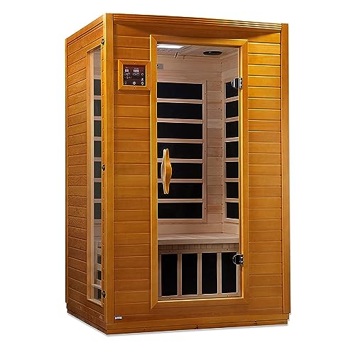 Dynamic Andora 2 Person Low EMF 6 Heating Panel Infrared Therapy Wood Dry Heat Sauna with Bluetooth, MP3 Aux Connection for Home Spa Days - Curbside