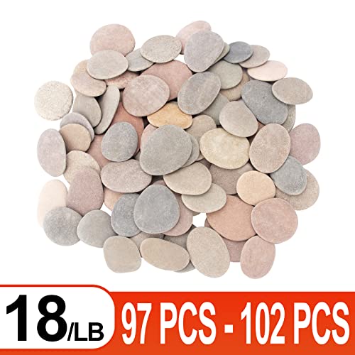 [About 97 PCS - 102 PCS](18.2 Pounds) Painting Rocks,2.26"-3.49" River Rocks,Flat Stones,Craft Rocks,DIY Rocks CFKJ