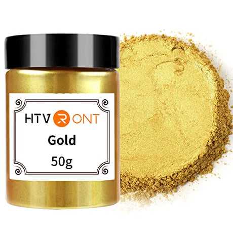 HTVRONT Gold Mica Powder for Epoxy Resin - 1.76 oz/50g Mica Pigment Powder, Natural Mica Powder for Soap Making, Resin, Candle Making, Bath Bomb, HTVRONT