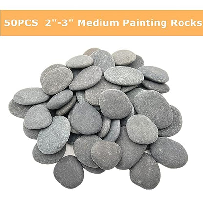 Lifetop 50 PCS Painting Rocks Bulk, 2"-3" Natural River DIY Rocks Flat & Smooth Kindness Rocks for Arts, Crafts, Decoration, Medium Rocks for