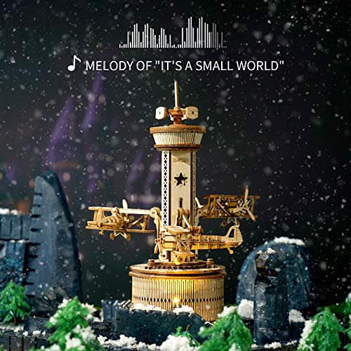 ROKR 3D Wooden Puzzle Mechanical Music Box,DIY Aircraft Model Kits to Build,Best Toy Gift for Kids/Teens/Adults on Birthday,Decoration for Room ROKR