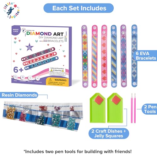 Diamond Art Bracelet Kit - Includes 6pcs - Bracelet Making Kit for Girls - Diamond Art Kits for Kids - Kids Diamond Art - Gem Art for Kids - Diamond - WoodArtSupply