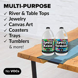 Crystal Clear Epoxy Resin 1 Gallon Kit 2 Part Epoxy Resin for Tumblers, Wood, Table Top, Countertop, Bar & Craft Art, Resin Molds Clear Casting Resin HIPPIE CRAFTER